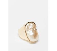 ASOS DESIGN - Anello dorato con perla d'acqua dolce sintetica-Oro XS