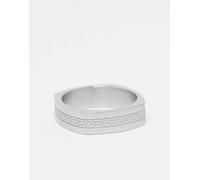 ASOS DESIGN - Anello in acciaio inossidabile resistente all'acqua tonalità argento con onda greca incisa S