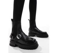 ASOS DESIGN - Arena - Stivaletti Chelsea neri in pelle con imbracatura-Nero 39