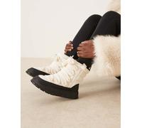 ASOS DESIGN - Arrow - Stivaletti da neve stringati in nylon color crema e neri-Multicolore 37