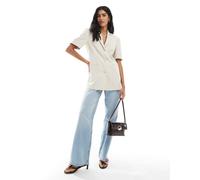 ASOS DESIGN - Blazer a maniche corte squadrato oversize color pietra-Neutro 40