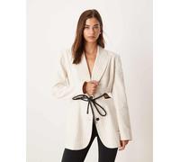 ASOS DESIGN - Blazer color crema a righe con cut-out in vita in coordinato-Multicolore S