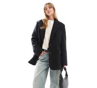ASOS DESIGN - Blazer elegante effetto lana nero XS