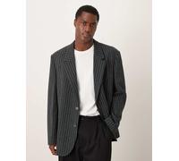 ASOS DESIGN - Blazer nero gessato oversize vestibilità ampia 52 Regular