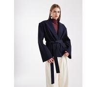 ASOS DESIGN - Blazer squadrato sartoriale blu navy con cintura S