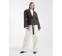 ASOS DESIGN - Blazer squadrato sartoriale color cioccolato con cintura-Marrone S