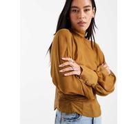 ASOS DESIGN - Blusa accollata color ocra con maniche ad ali di pipistrello-Giallo 48