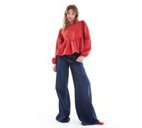 ASOS DESIGN - Blusa stile grembiule in popeline rossa con allacciatura laterale-Rosso XS