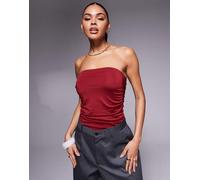 ASOS DESIGN - Body a fascia sinuoso bordeaux con arricciatura laterale-Rosso XS