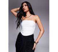 ASOS DESIGN - Body sinuoso a fascia arricciato sul busto color avorio-Bianco 46