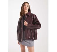 ASOS DESIGN - Bomber oversize in pelle sintetica bordeaux-Rosso M
