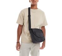 ASOS DESIGN - Borsa a tracolla in nylon nera con patta-Nero No Size