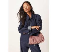 ASOS DESIGN - Borsa da spalla in camoscio sintetico color malva con patta stile risvolto-Rosa No Size