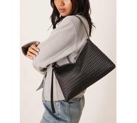 ASOS DESIGN - Borsa da spalla trapuntata nera con cinturino laterale e fibbia-Nero No Size