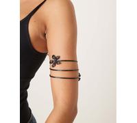 ASOS DESIGN - Bracciale a fascia tonalità antracite scuro con fiori-Nero M-L