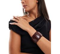 ASOS DESIGN - Bracciale ampio elasticizzato in resina marrone scuro No Size
