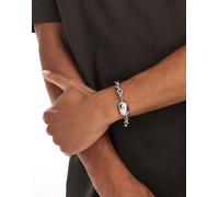 ASOS DESIGN - Bracciale da festival in acciaio inossidabile resistente all'acqua con ciondolo ovale oversize color argento No Size