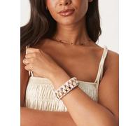 ASOS DESIGN - Bracciale elasticizzato a fascia con conchiglie sintetiche-Bianco No Size