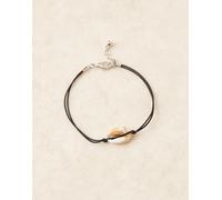 ASOS DESIGN - Bracciale nero regolabile da festival in corda con conchiglia sintetica No Size