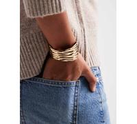 ASOS DESIGN - Bracciale rigido a fascia ampio dorato zigrinato-Oro No Size