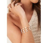 ASOS DESIGN - Bracciale rigido a fascia dorato triplo con perle sintetiche-Oro No Size