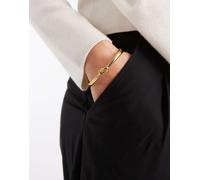 ASOS DESIGN - Bracciale rigido in acciaio inossidabile resistente all'acqua dorato con nodo-Oro No Size