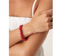 ASOS DESIGN - Bracciale rosso con finte perline di corallo e chiusura a T No Size