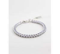 ASOS DESIGN - Bracciale tennis squadrato argentato con zirconia cubica-Argento No Size