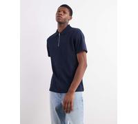ASOS DESIGN - breatheMAX™ - Polo in tessuto pesante misto cotone color blu navy con zip L