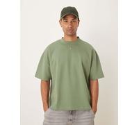 ASOS DESIGN - breatheMAX™ - T-shirt oversize squadrata in tessuto pesante misto cotone color salvia con spalle scese-Verde 3XL