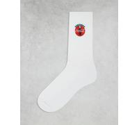 ASOS DESIGN - Calzini bianchi con ricamo Coca Cola-Bianco 43-48