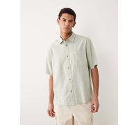 ASOS DESIGN - Camicia comoda in misto lino verde salvia 2XL