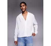 ASOS DESIGN - Camicia comoda squadrata in viscosa bianca-Bianco 2XL