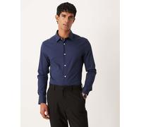 ASOS DESIGN - Camicia elasticizzata skinny blu navy 4XL