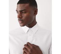 ASOS DESIGN - Camicia elegante slim bianca con motivo a spina di pesce-Bianco L