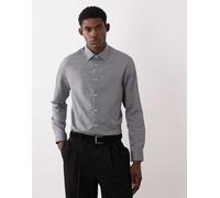 ASOS DESIGN - Camicia elegante slim blu navy con motivo a spina di pesce L
