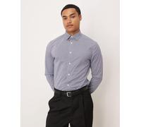 ASOS DESIGN - Camicia elegante slim fit blu navy a quadri 3XL