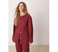 ASOS DESIGN - Camicia in denim color melograno stretta in vita-Rosso XS