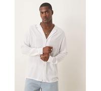 ASOS DESIGN - Camicia in viscosa bianca con colletto con rever profondo-Bianco 2XL