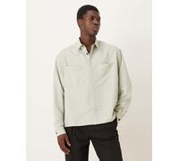 ASOS DESIGN - Camicia oversize a maniche lunghe grigio minerale con rever-Neutro L