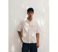 ASOS DESIGN - Camicia oversize a nido d'ape color crema con rever-Bianco S