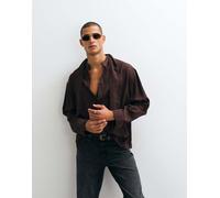 ASOS DESIGN camicia oversize fluida con laccio al collo marrone L