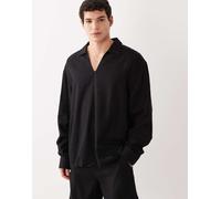 ASOS DESIGN - Camicia oversize in misto lino nera in coordinato-Nero 2XL