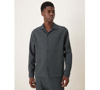 ASOS DESIGN - Camicia plissé comoda grigia con rever in coordinato-Grigio S