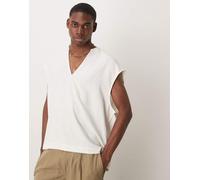 ASOS DESIGN - Camicia senza maniche squadrata in misto lino bianca-Bianco XS