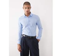 ASOS DESIGN - Camicia skinny fit elasticizzata blu chiaro XL