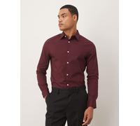 ASOS DESIGN - Camicia skinny fit elasticizzata bordeaux-Rosso 2XL