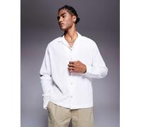 ASOS DESIGN - Camicia squadrata bianca testurizzata con rever-Bianco 4XL