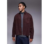 ASOS DESIGN - Camicia squadrata oversize color bordeaux a quadri-Rosso XS