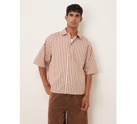 ASOS DESIGN - Camicia squadrata oversize rosa a righe XL